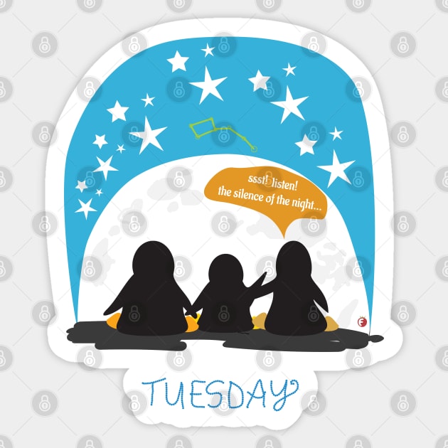 The silence of the night – Wear Penguins on Tuesday Sticker by fraga-ro